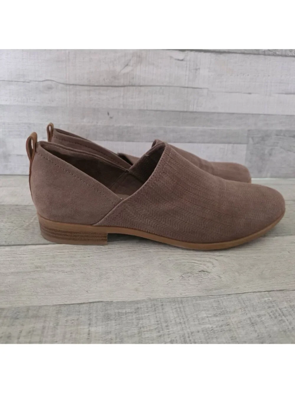 Dr. Scholls Womens Brown Slip-On Loafers Size 9 Faux Suede Herringbone